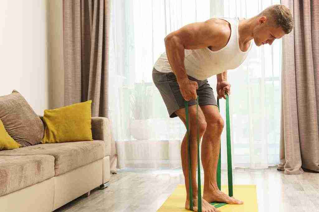 Bent over row with a resistance band