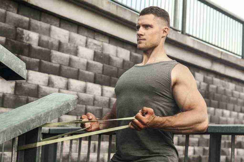 hotel room workout with resistance bands